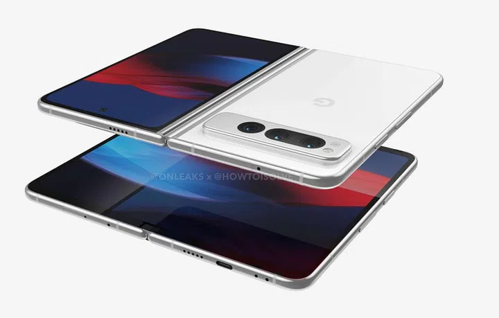 Purported render of the Google Pixel Fold. <br>Image source: @OnLeaks x howtoisolve