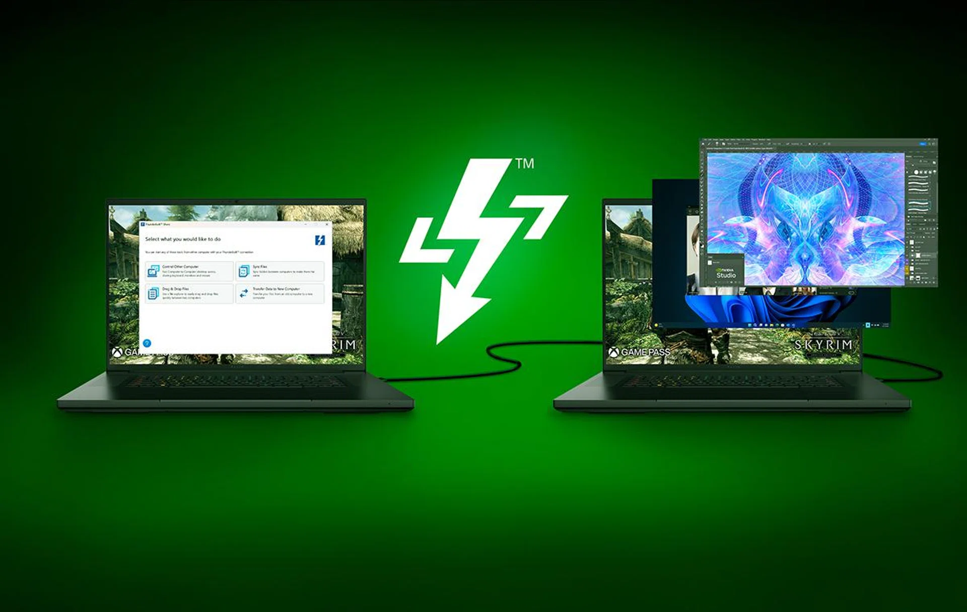 It only works with Thunderbolt share compatible laptops. Photo: Razer
