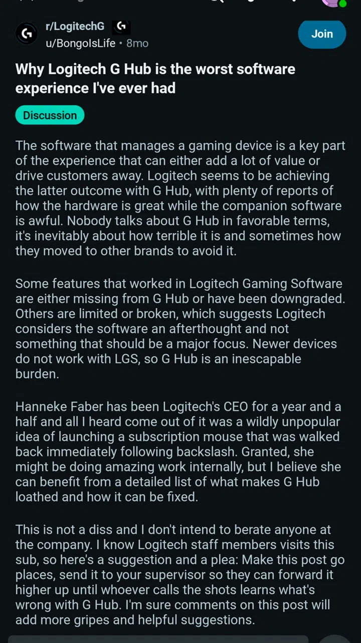 Screenshot of Reddit user