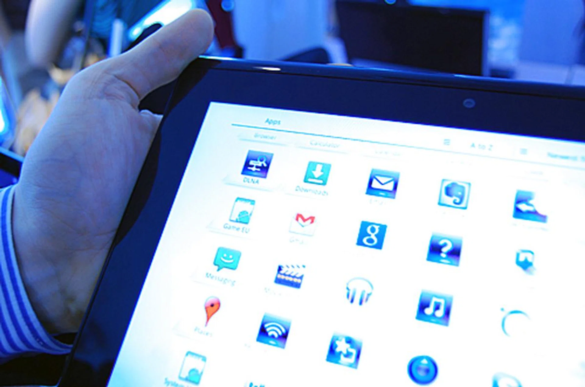 The DLNA app (first app in this shot) will also be making its way onto products and can be seen already installed on this Sony Tablet S.