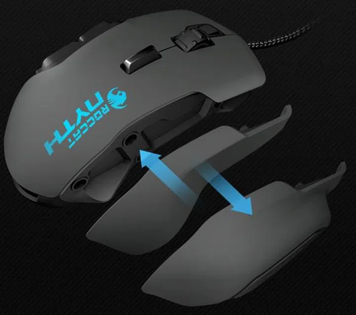 You can change the sidegrips to better suit your mouse grip, though Roccat only supplies two different types with the Nyth. You can get more off from the 3D Library.