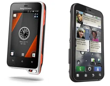 The Sony Ericsson Xperia active (left) and the Motorola Defy (right) will appeal to a niche group of consumers who are looking for a rugged device to use in almost all kinds of situations.