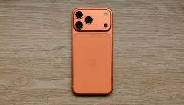 The rear of the Cosmic Orange Apple iPhone 17 Pro Max