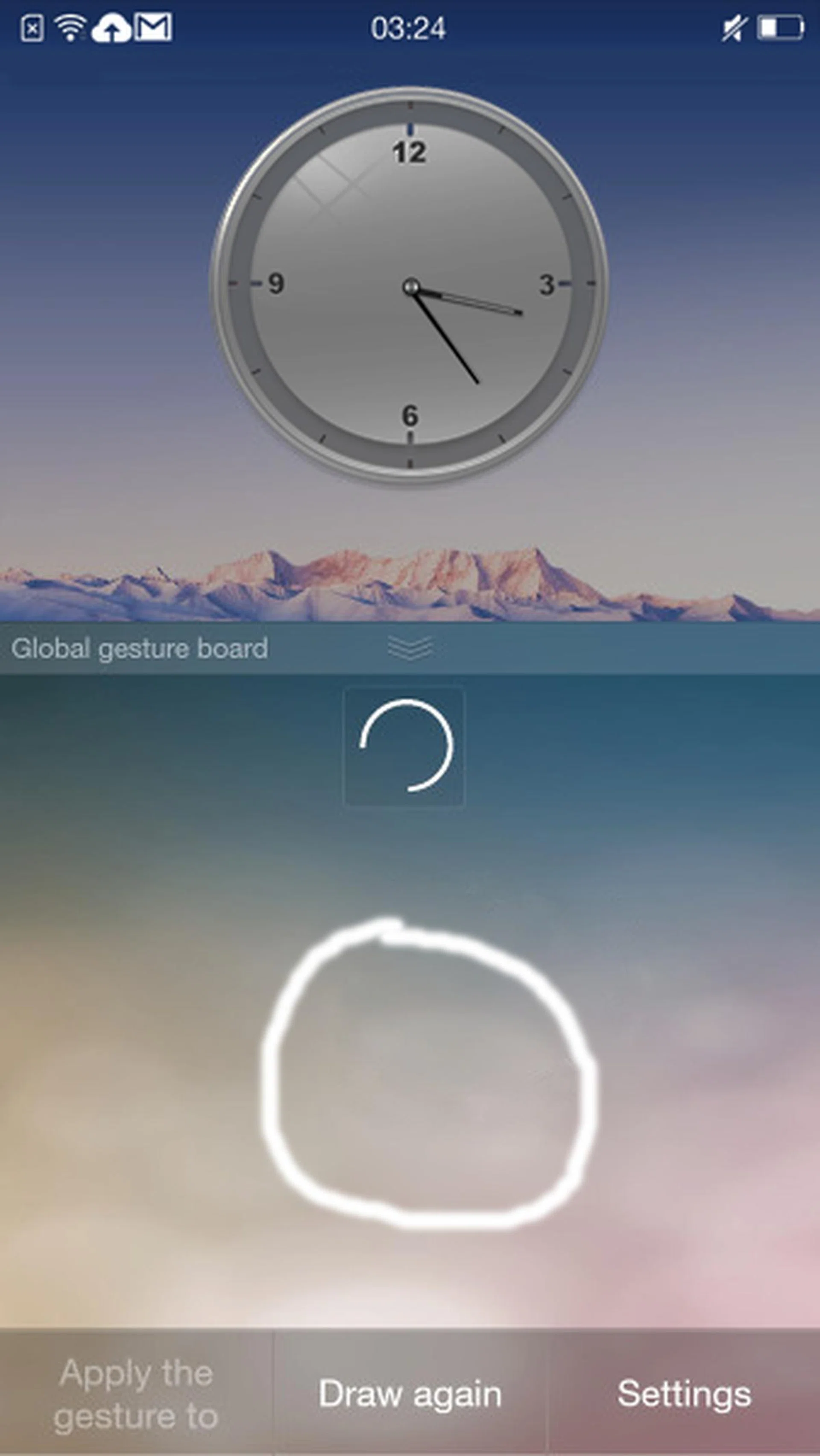The gesture panel lets you quickly open your favorite apps.