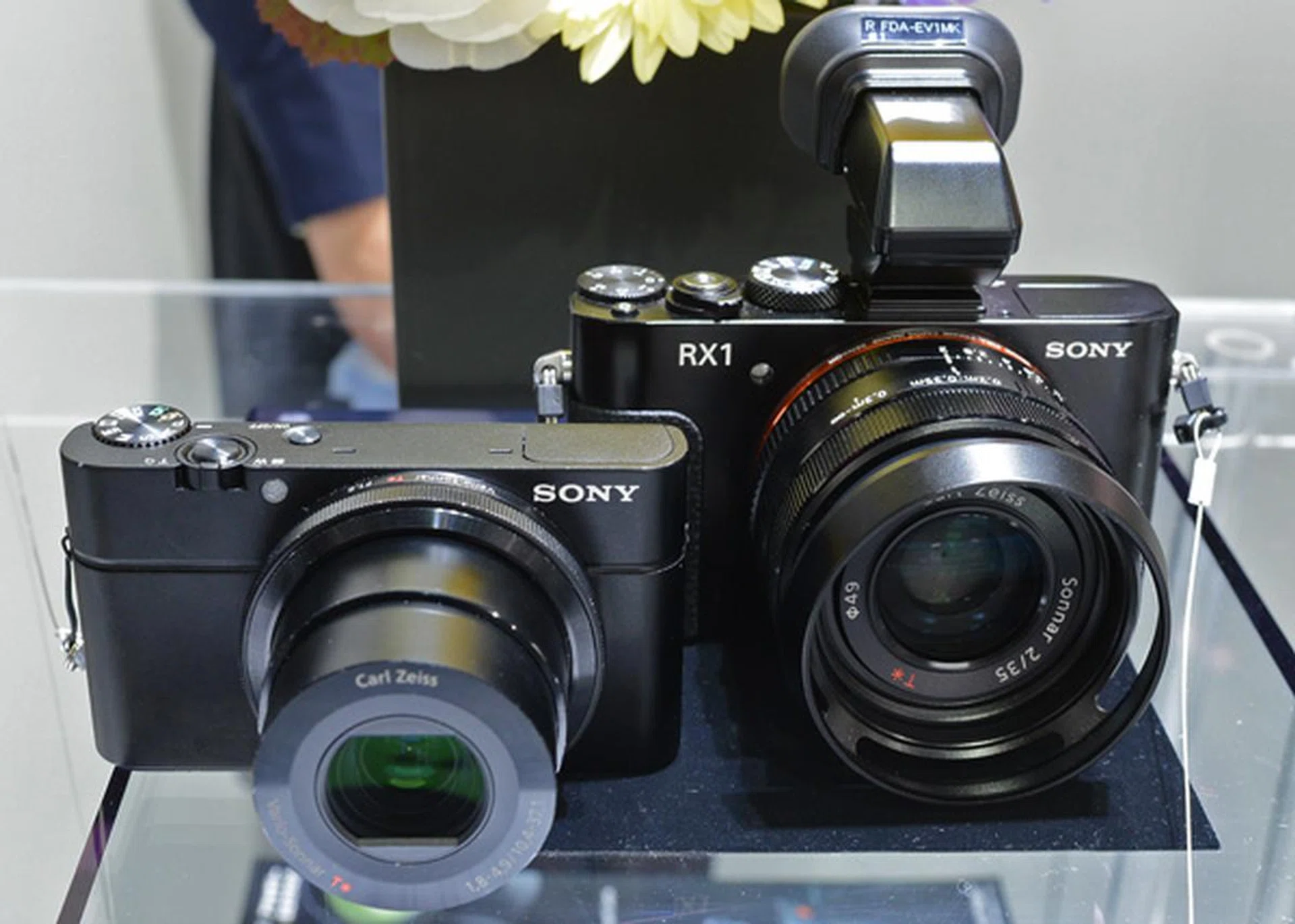 The RX100 (left) was impressive enough, the RX1 is certain to raise the bar higher. The RX1 here features an optional electronic viewfinder.