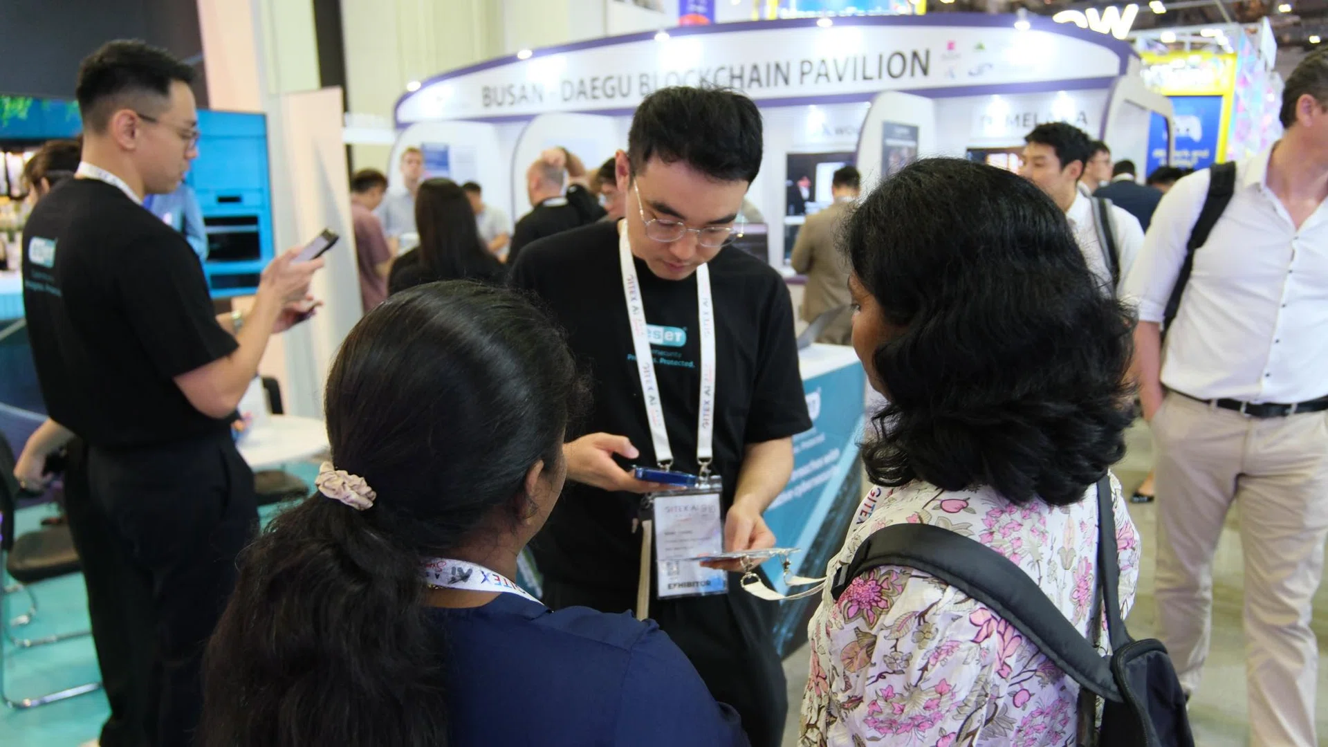 Some of the crowd at ESET’s booth at Gitex Asia 2026