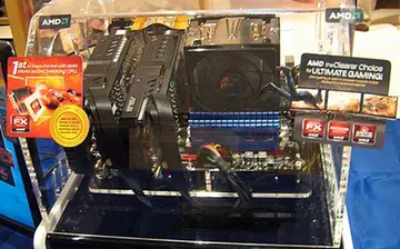 The AMD FX-8150 installed on ASUS CrosshairV Formula with a Radeon HD 6970 and a Radeon HD 6950 pairing for its discrete graphics setup.