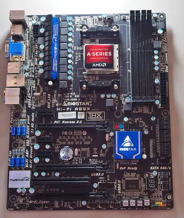 Biostar Hi-Fi A85X motherboard as seen at the company's booth in Computex 2012.