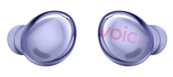 Purported photo of the upcoming Samsung Galaxy Buds Pro. <br>Image source: @evleaks