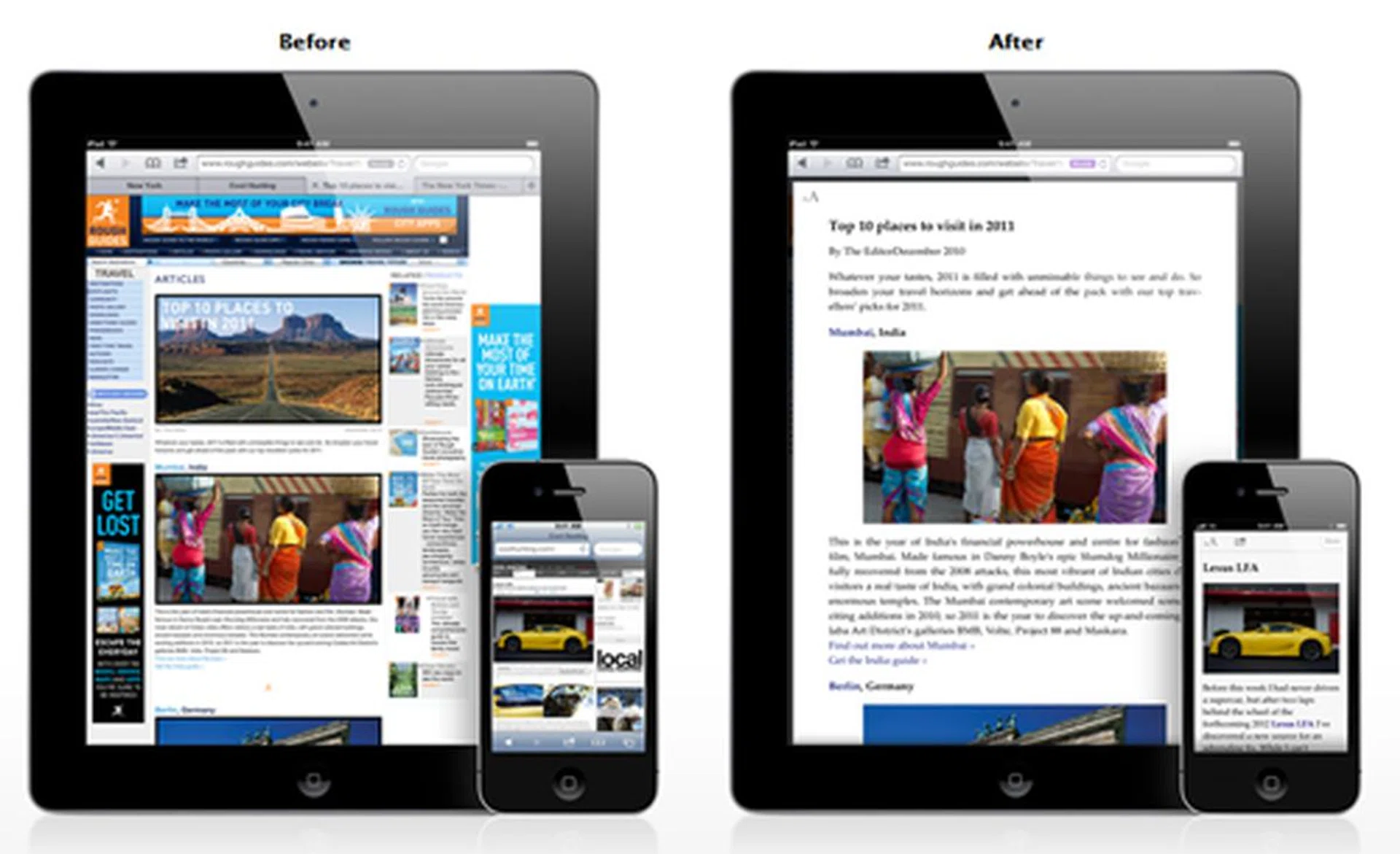 Web pages are now reformatted to present a page that displays the content you want to read, without the ads, side bars and any other clutter.