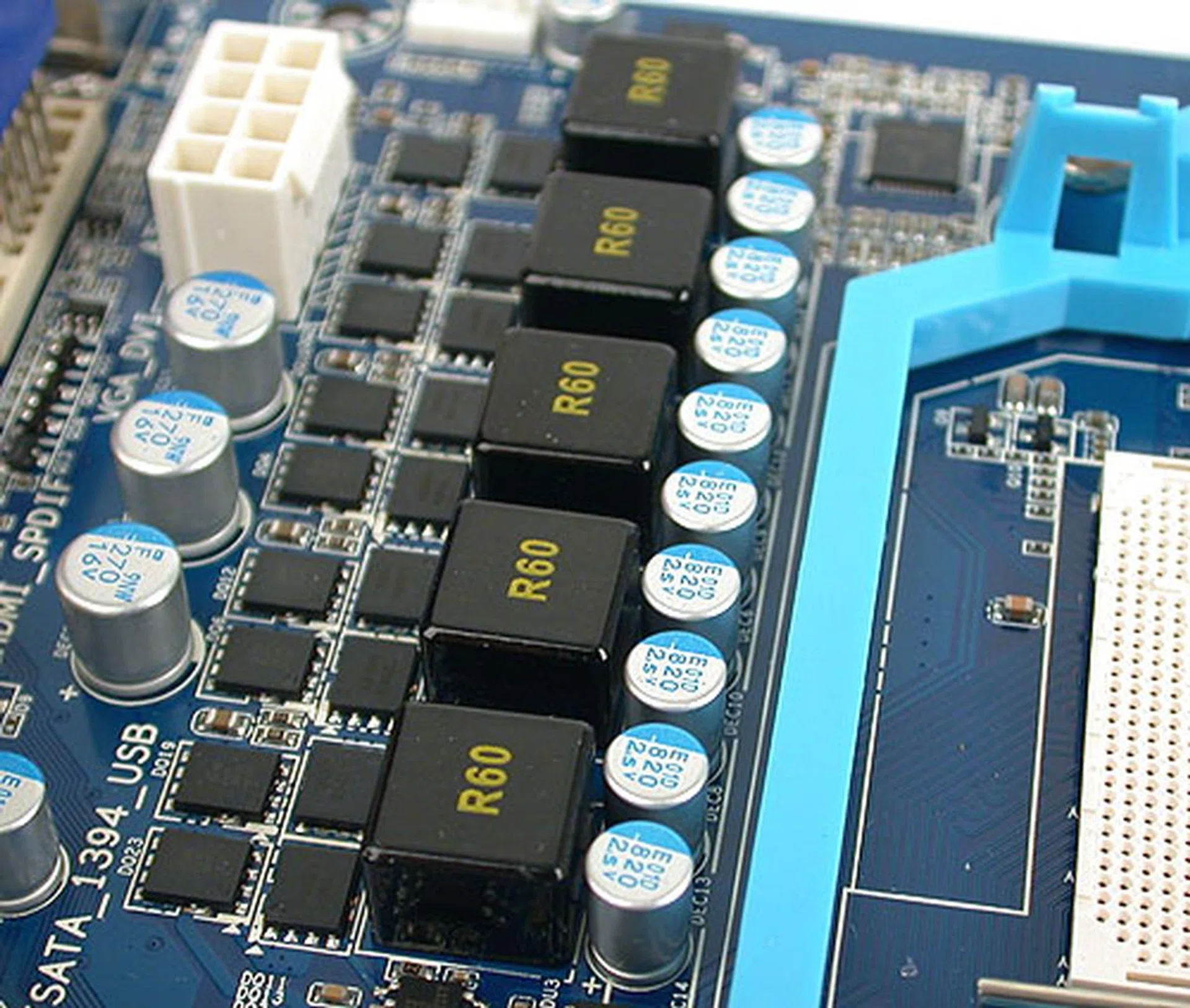 This board runs cool enough that Gigabyte has opted not to add any heatsinks here as is generally the case. These also don't appear to be the more costly ferrite chokes found on higher-end Gigabyte boards.