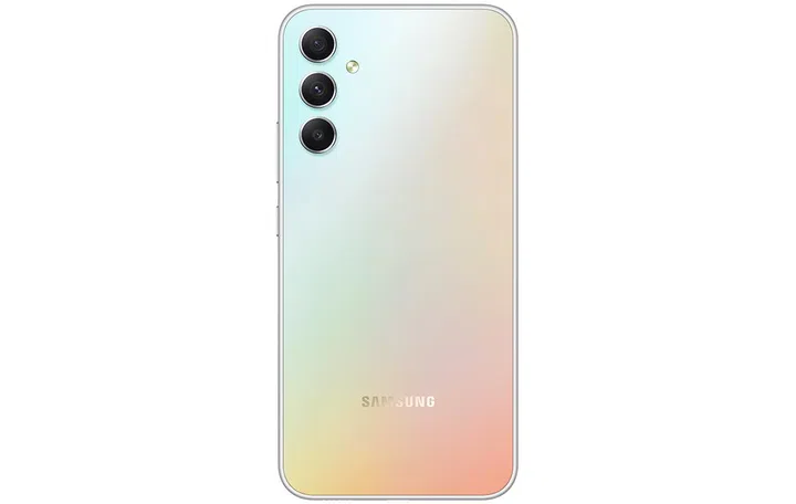 Samsung Galaxy A34 5G, in Awesome Silver.