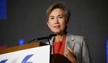Minister for Digital Development and Information Josephine Teo speaking at the Tech3 Forum 2025. 