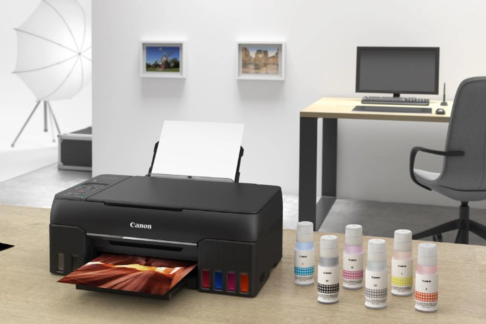 The Pixma G670 is a six-colour ink tank based AIO. Image courtesy of Canon. 