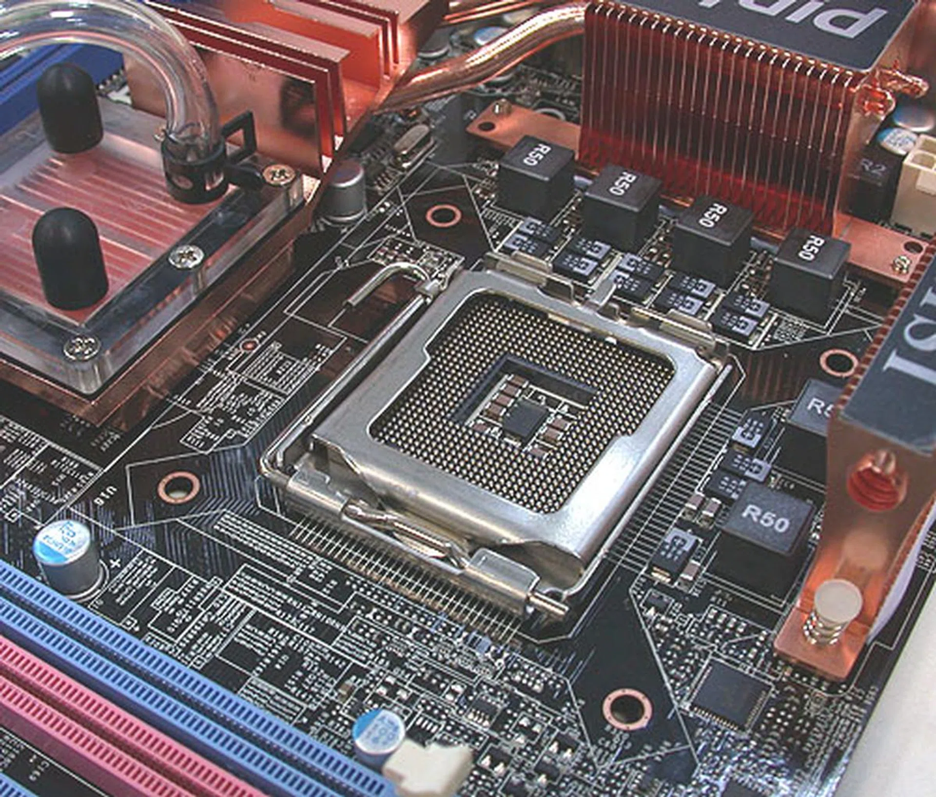 With MSI using highly conductive polymerized capacitors (Hi-c cap), there should be no issues with the height of capacitors near the CPU socket.