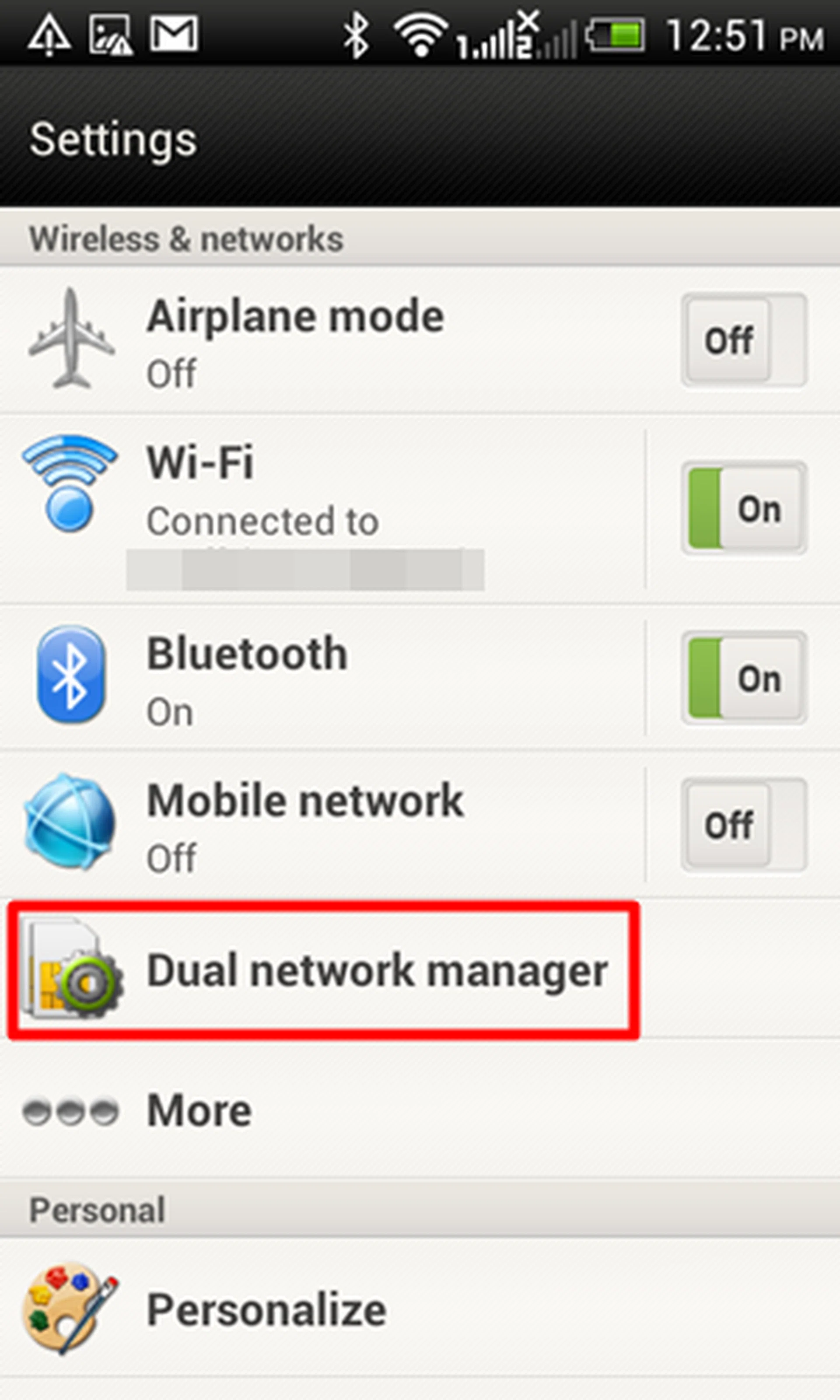 You can manage your dual SIM cards under the Dual Network Manager feature. Simply navigate to Settings. 