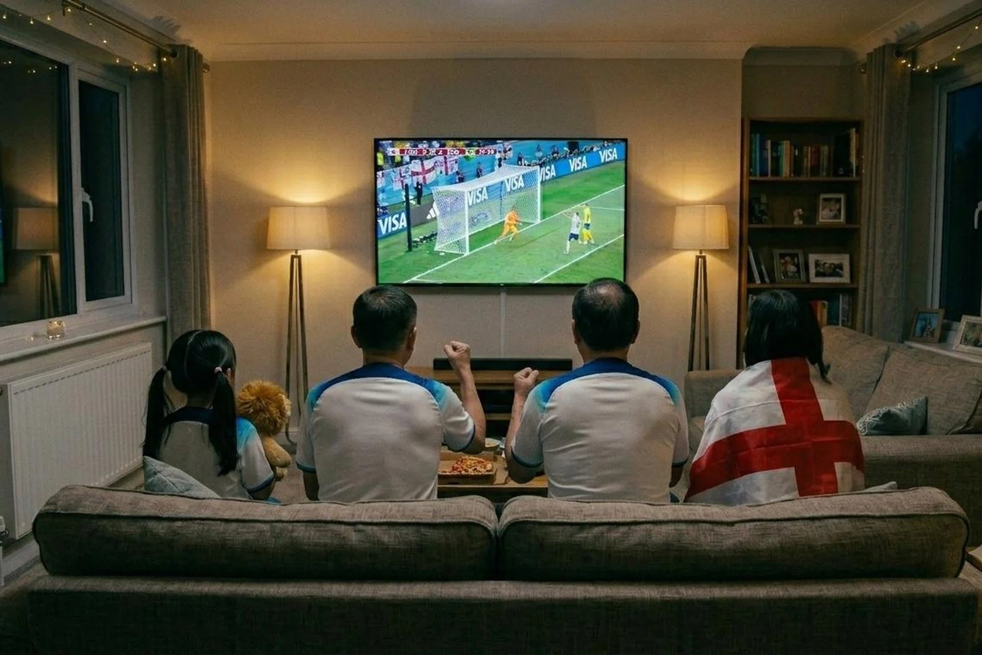 Family watching TV