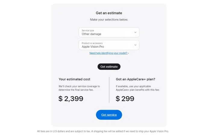 Better get the AppleCare+ plan for the Apple Vision Pro.