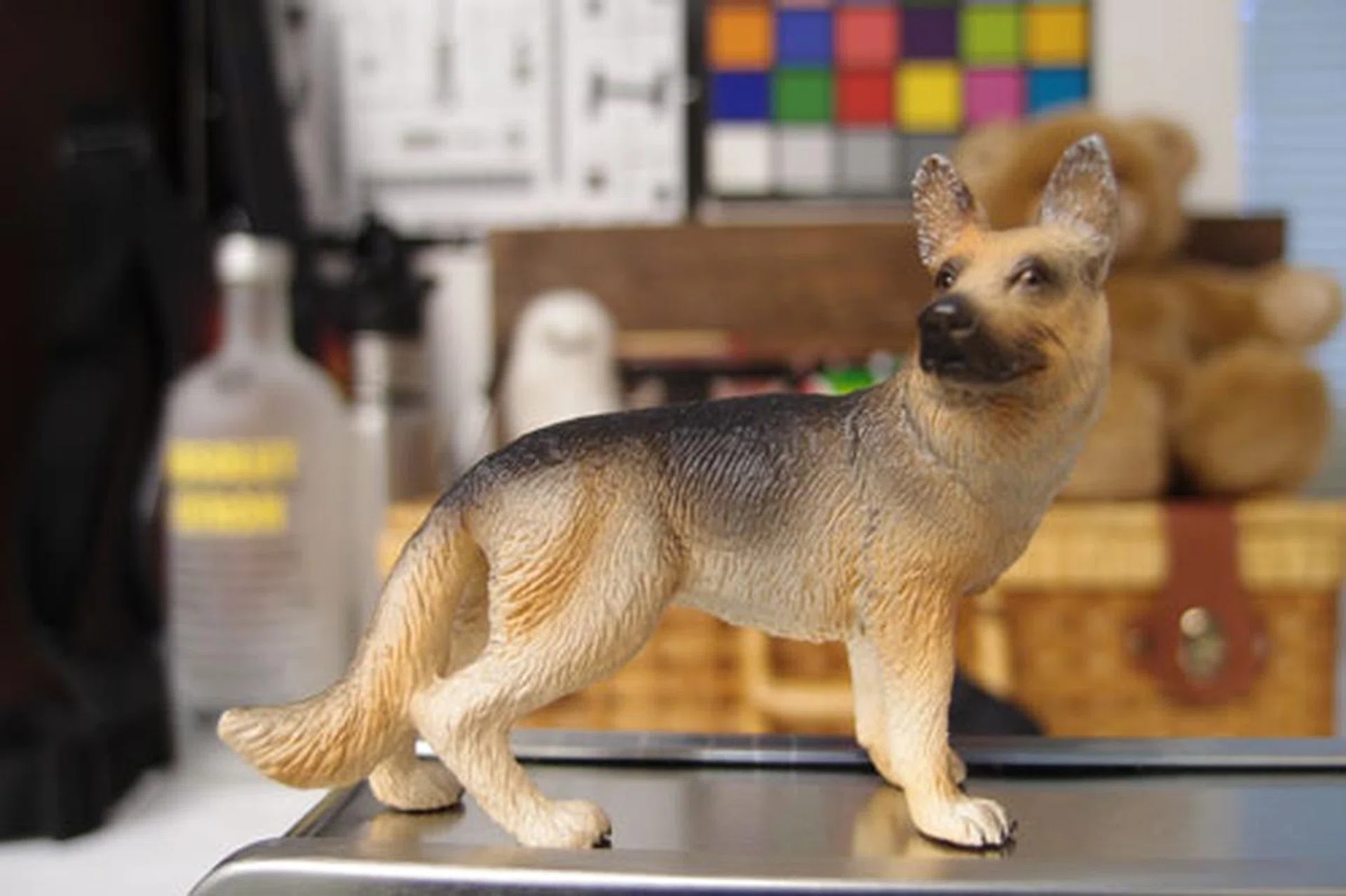 Shooting wide open at the maximum f/1.8 with the camera mounted close to the subject. The focal plane is tight; notice how the model's right eye is in focus while the left eye is not.