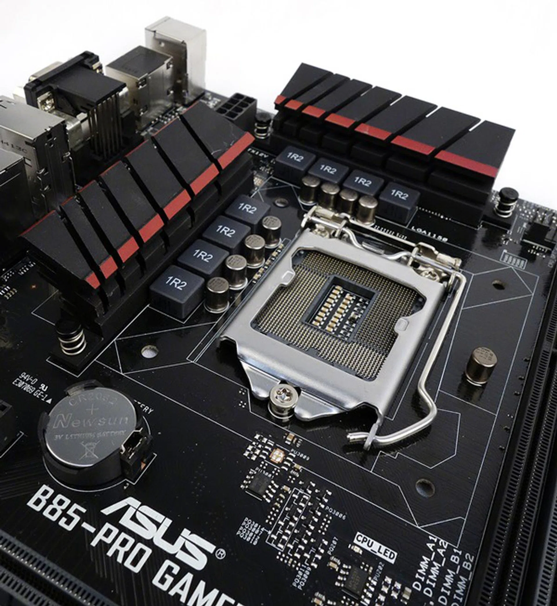 The VRM heatsinks have an intricate design, with fins for better heat dissipation.