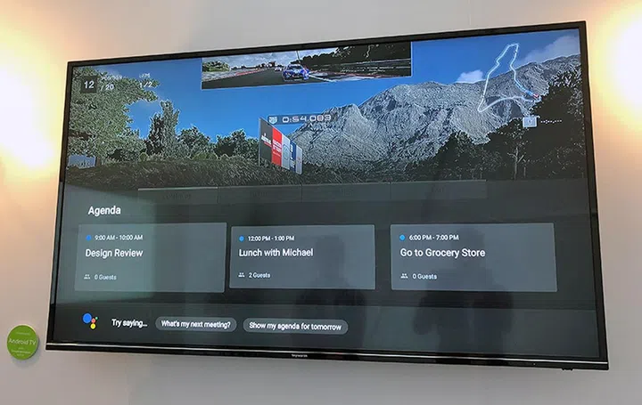 The Assistant UI will overlay the current screen, but since it doesn't take up the whole screen, you can still continue with what you're doing.