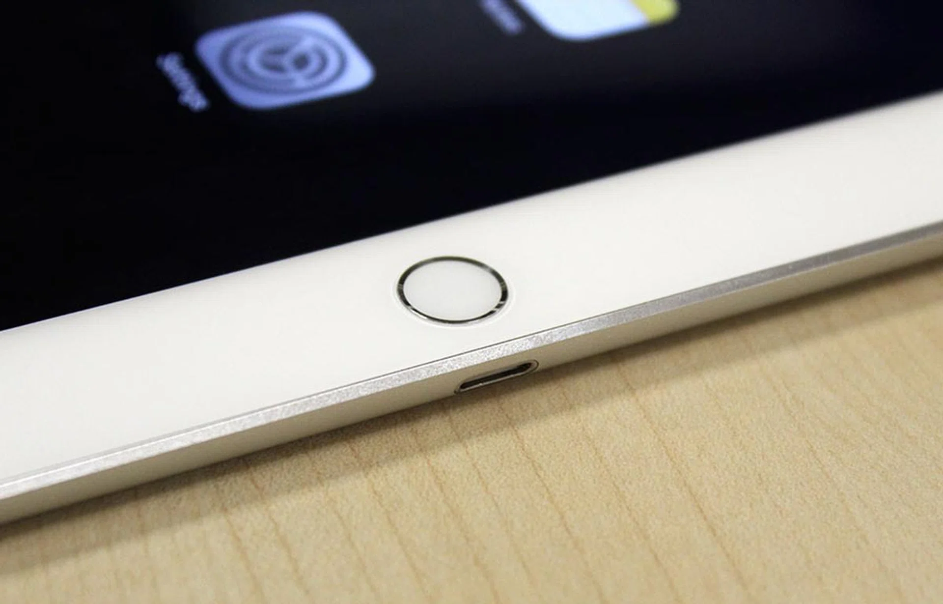 Here is the Touch ID and home button. Note the chamfered edges and also the Lightning connector.