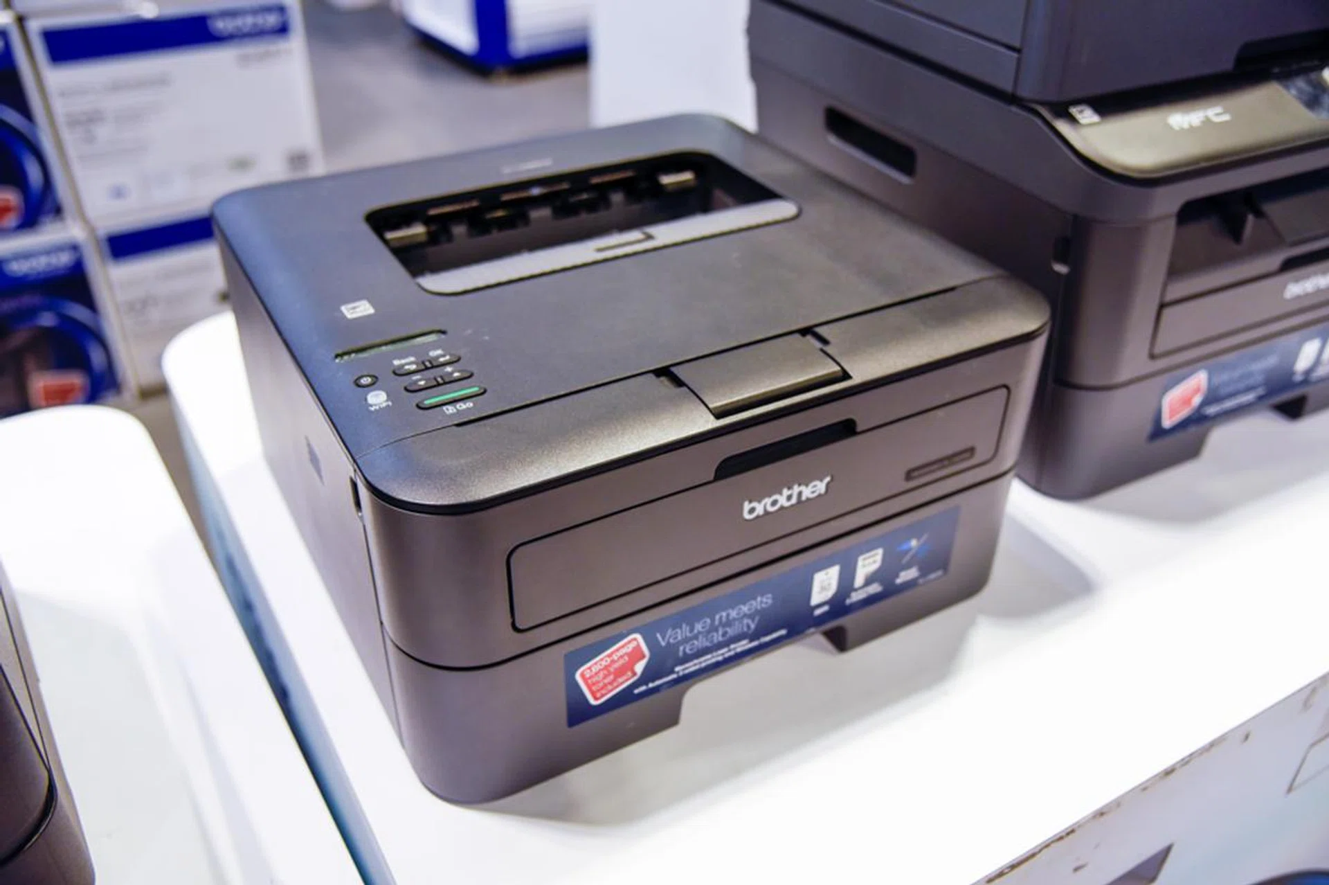 Consider Brother’s HL-L2365W monochrome laster printer if you’re looking for something around S$178 (U.P. S$208). The little guy prints up to 30ppm, has a 250-sheet tray, 3+2 years limited (parts-only) carry-in warranty. Comes with a free S$30 shopping voucher if you buy at CEE 2016.