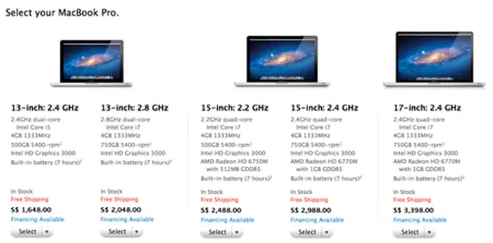 Source: Apple Store Singapore