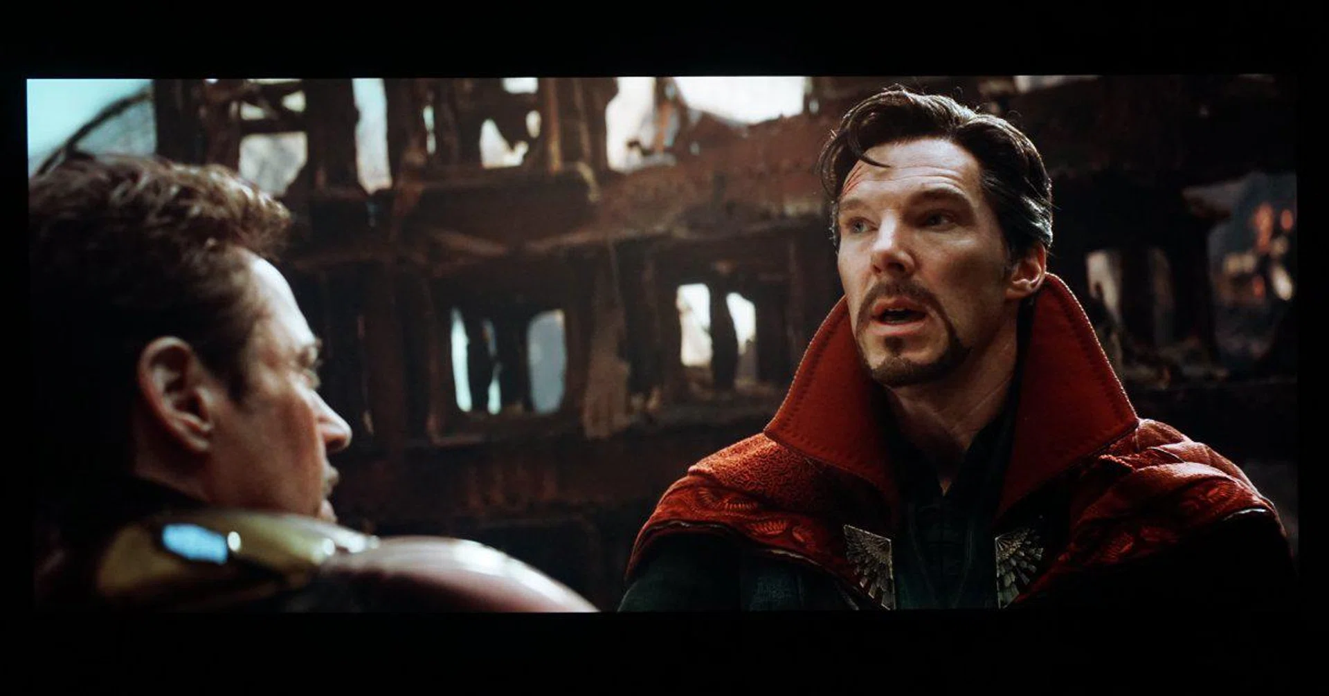 Sony A90J running an Avengers: Infinity Wars 4K Blu-ray disc with Dolby Vision.