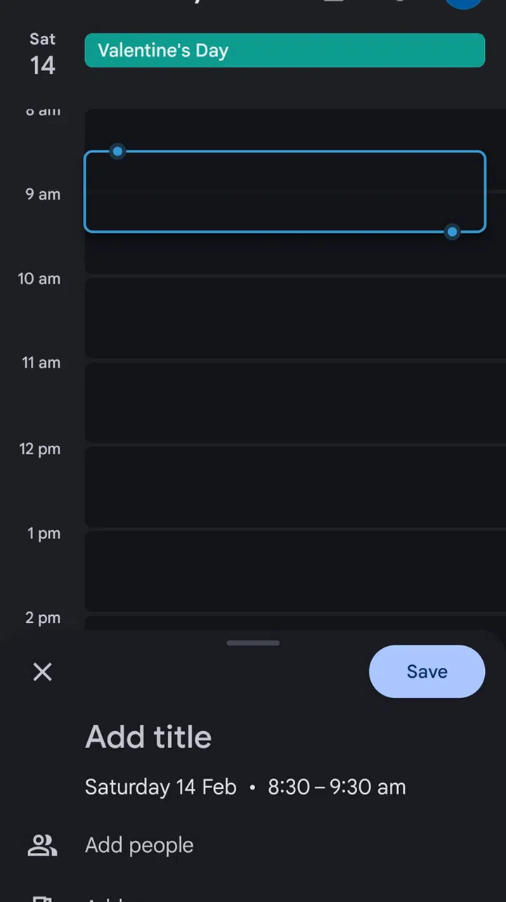 Screenshot of Google Calendar