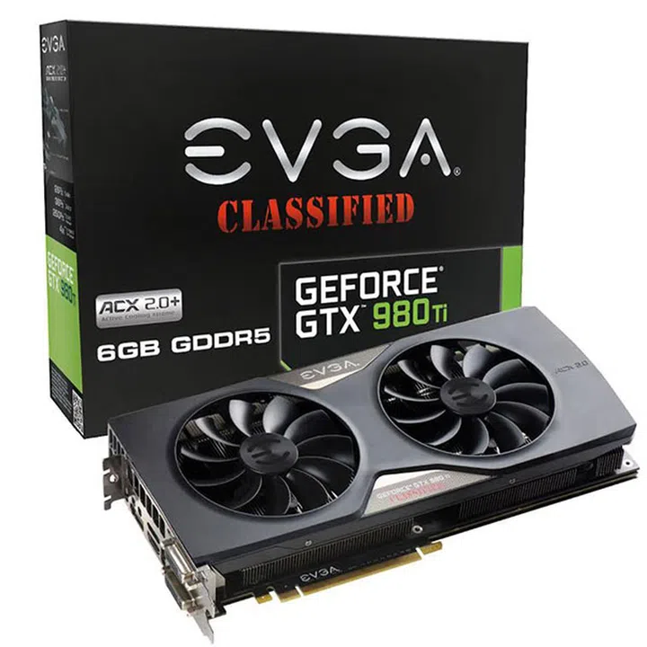 The EVGA GeForce GTX 980 Ti features a custom cooler and factory overclocks over the reference design. (Image Source: EVGA)