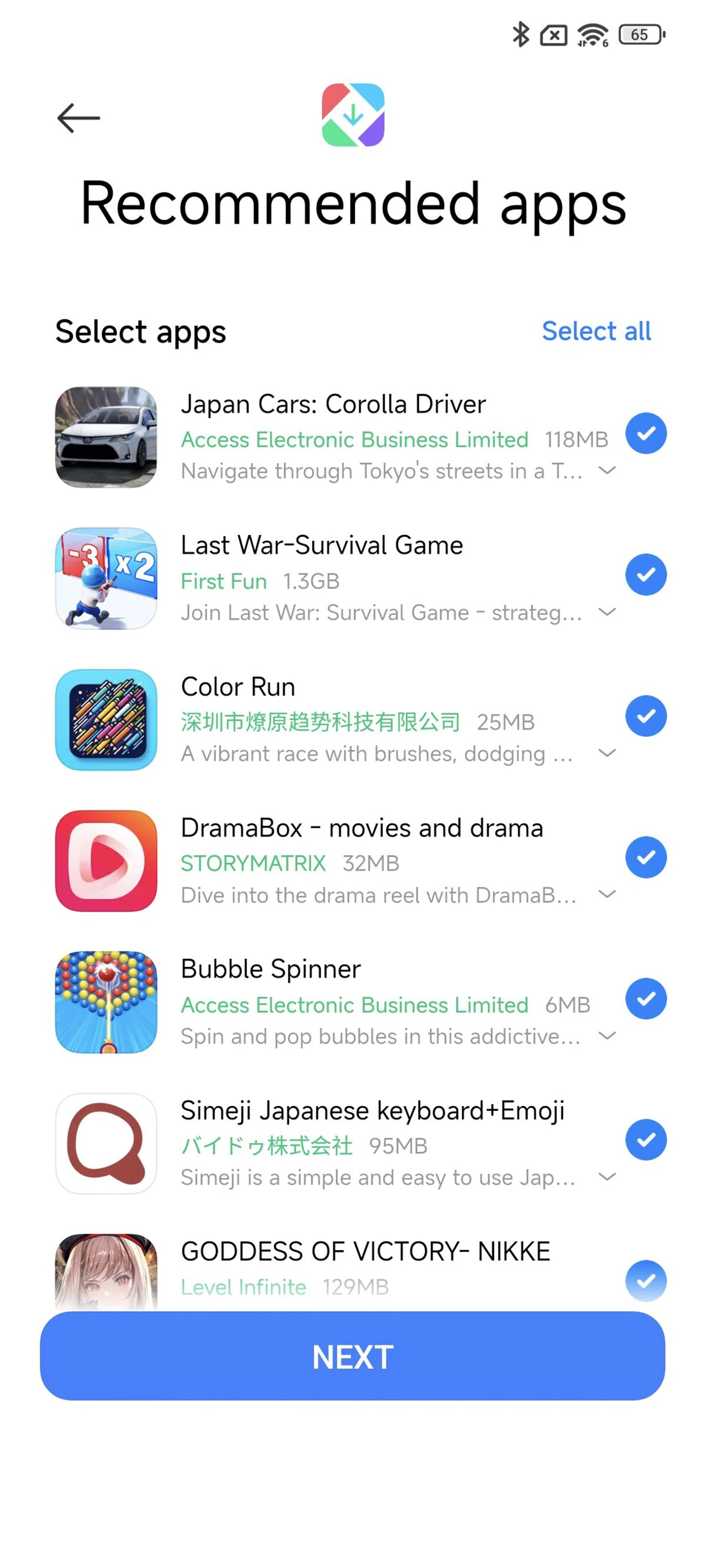 Don't tap continue without deselecting all these apps during setup. Photo: HWZ.