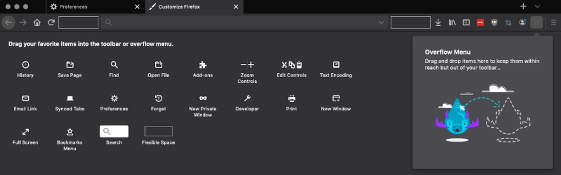 The toolbar is highly customizable.