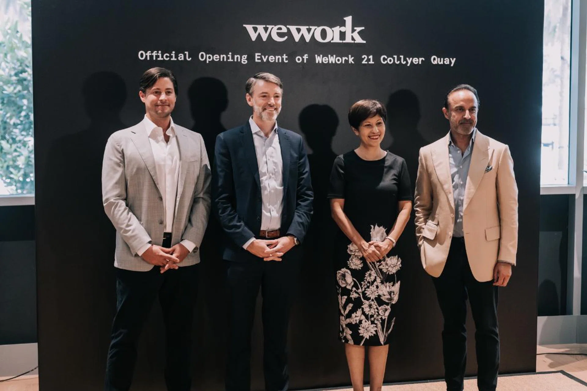 From left to right: Balder Tol (GM), Casey Mace (Deputy Chief of Mission, U.S. Embassy), Minister Indranee Rajah, Samit Chopra (President _ COO). Image source: WeWork