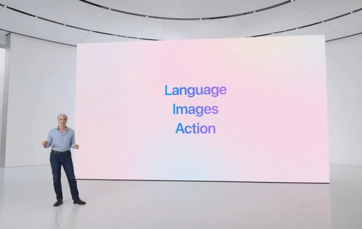 Apple Intelligence will work across languages, images and actions. 