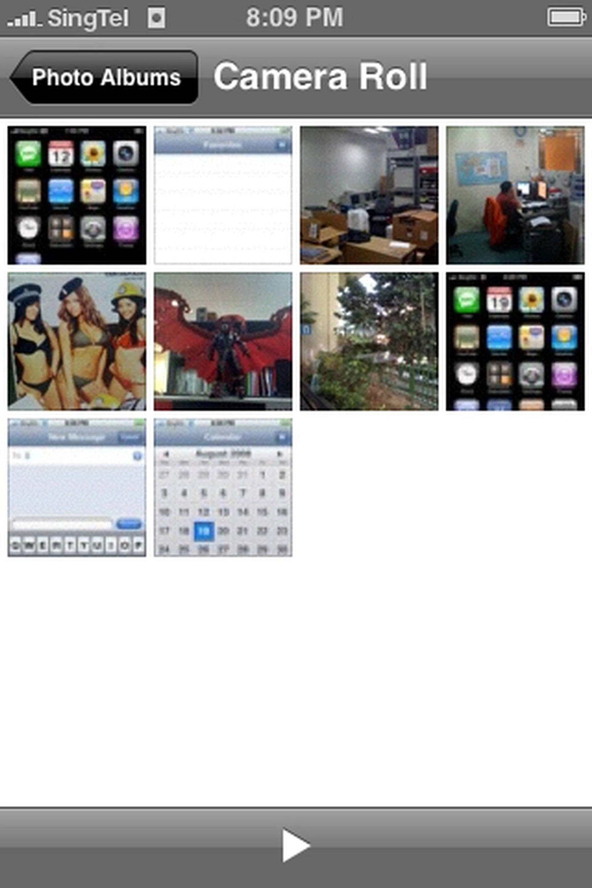 Camera Roll is your photo album where all the images you have taken with the 2 megapixel camera is stored or transferred from your PC/Mac.