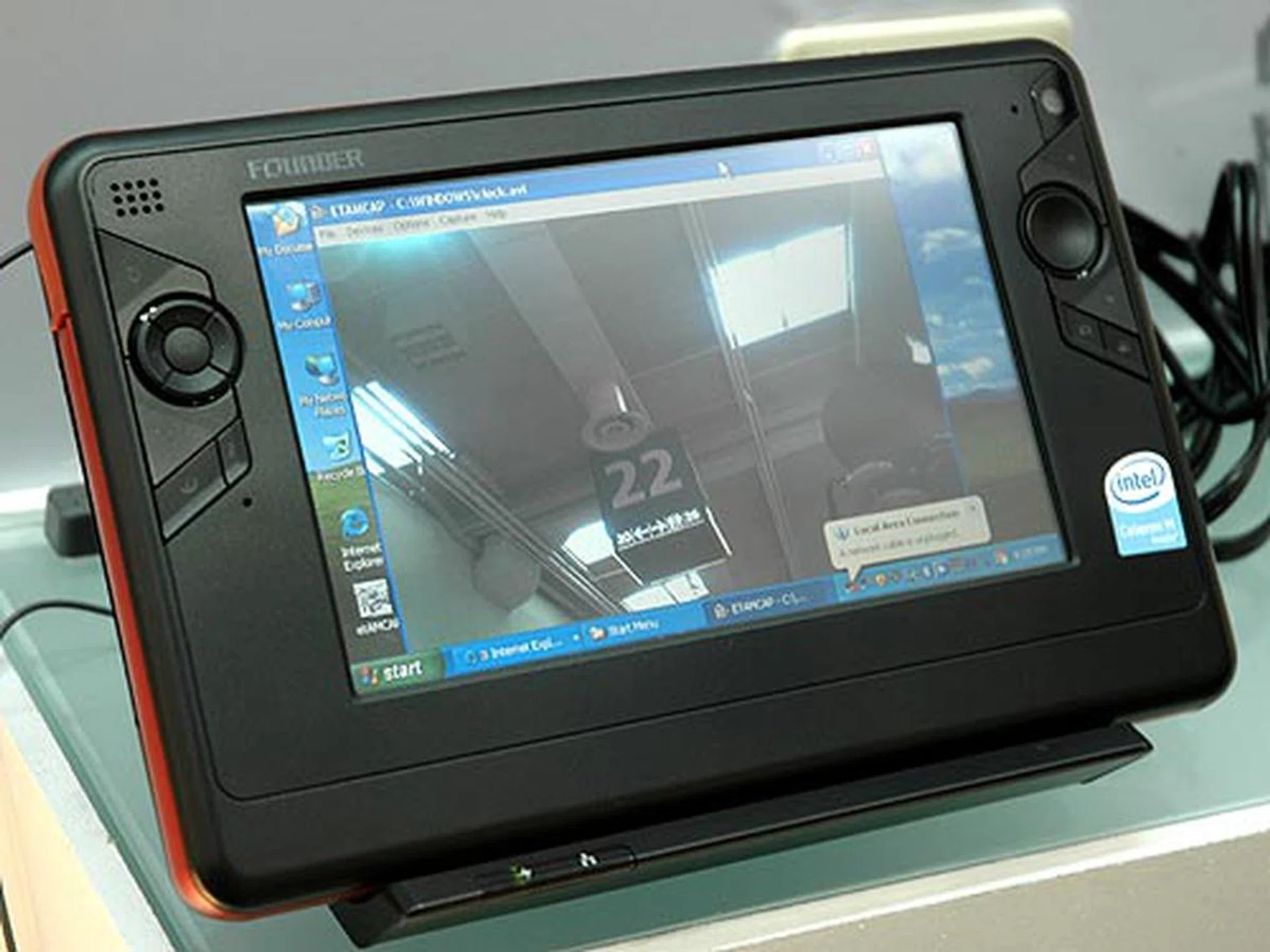 This tiny Ultra Mobile PC (UMPC) is as slim as it is because it is using the Intel Pentium M ULV processor. It comes with a small 7-inch WVGA (800x480) TFT LCD screen and a 1.8-inch hard drive with capacities up to 60GB to store all your music and movies. It also features an integrated 1.3MPixel CMOS camera, Gigabit Ethernet LAN, wireless 802.11b/g LAN, Bluetooth support and a 4-in-1 card reader.