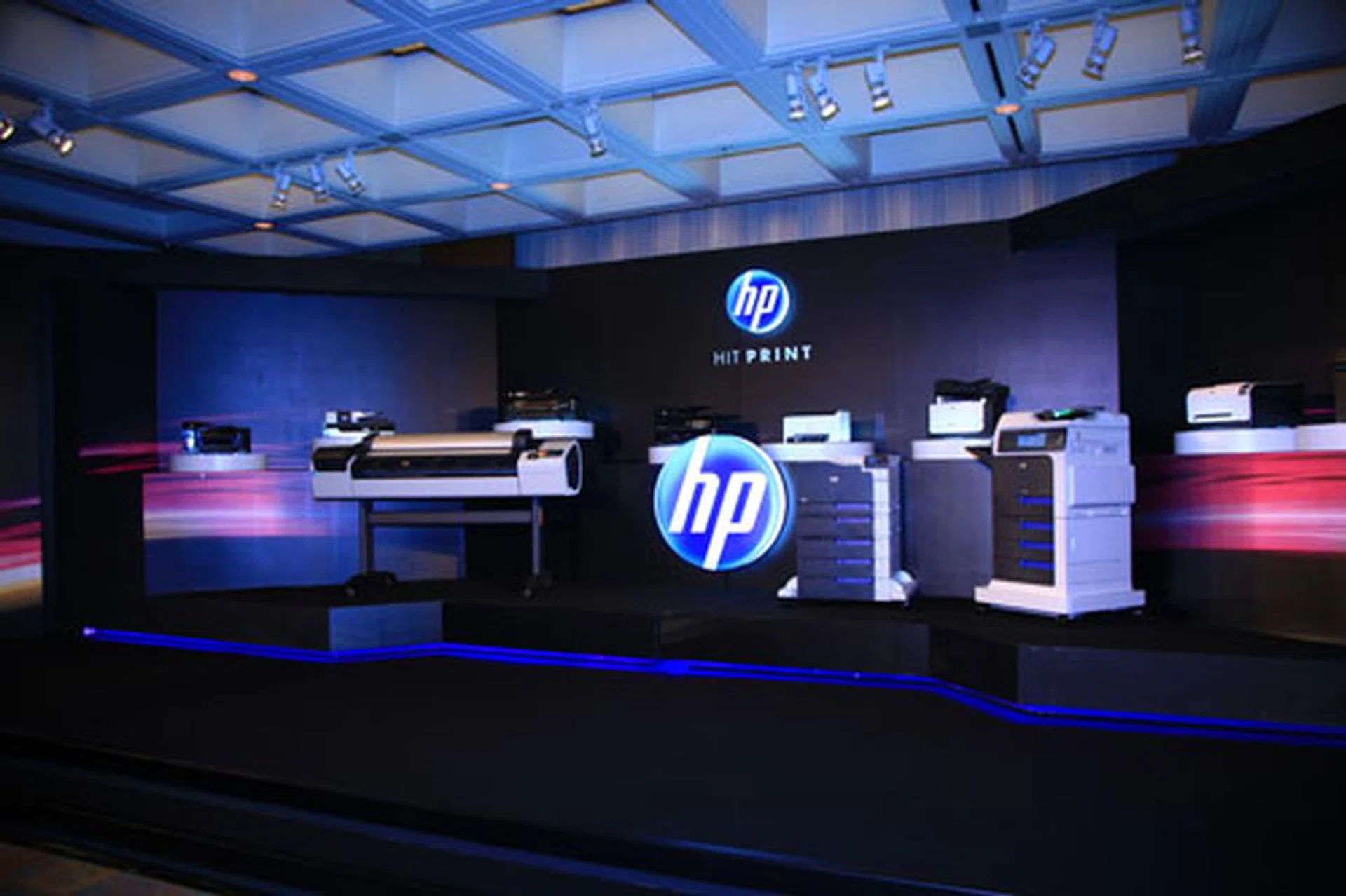 The entire array of new HP print products launched at the event.