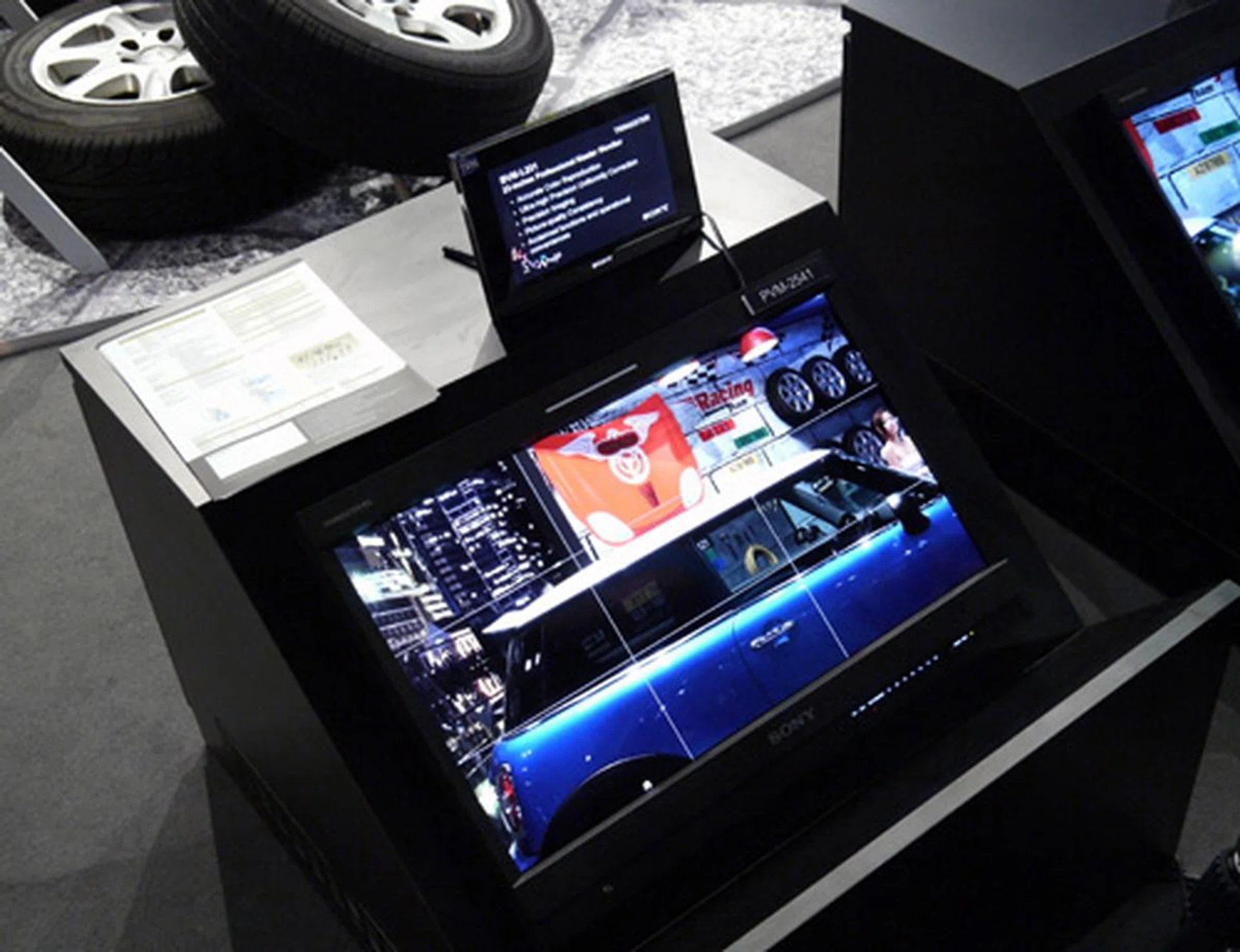 OLED televisions have yet to arrive on retail shelves, but Sony wasn't afraid to showcase their professional OLED monitors like the 25-inch PVM-2541 shown here. According to Sony, this screen is able to deliver superior black levels and a wider color gamut. 