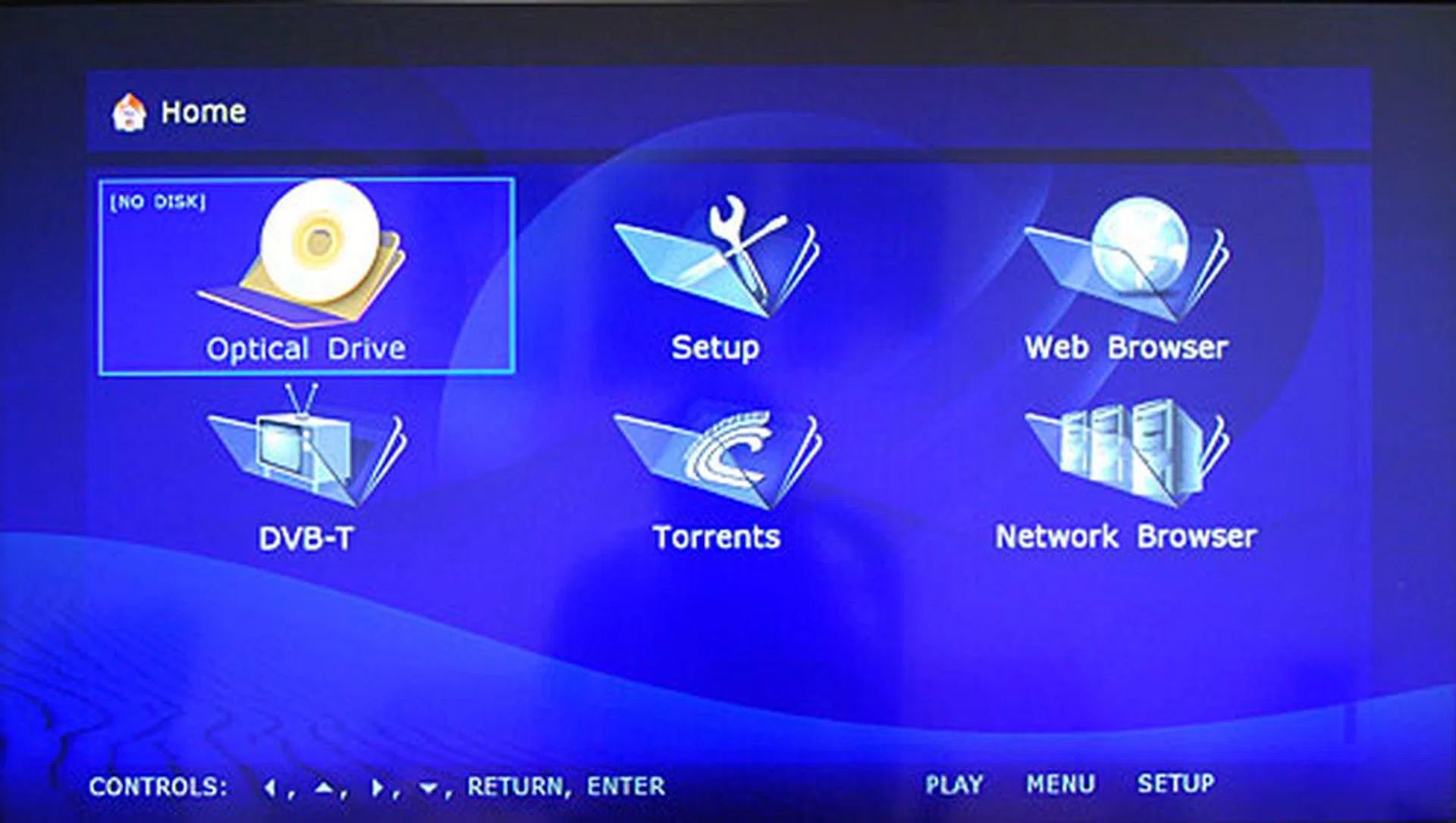Here's how the icon-based graphical user interface looks like. Alternatively, you can have items shown in a list format.