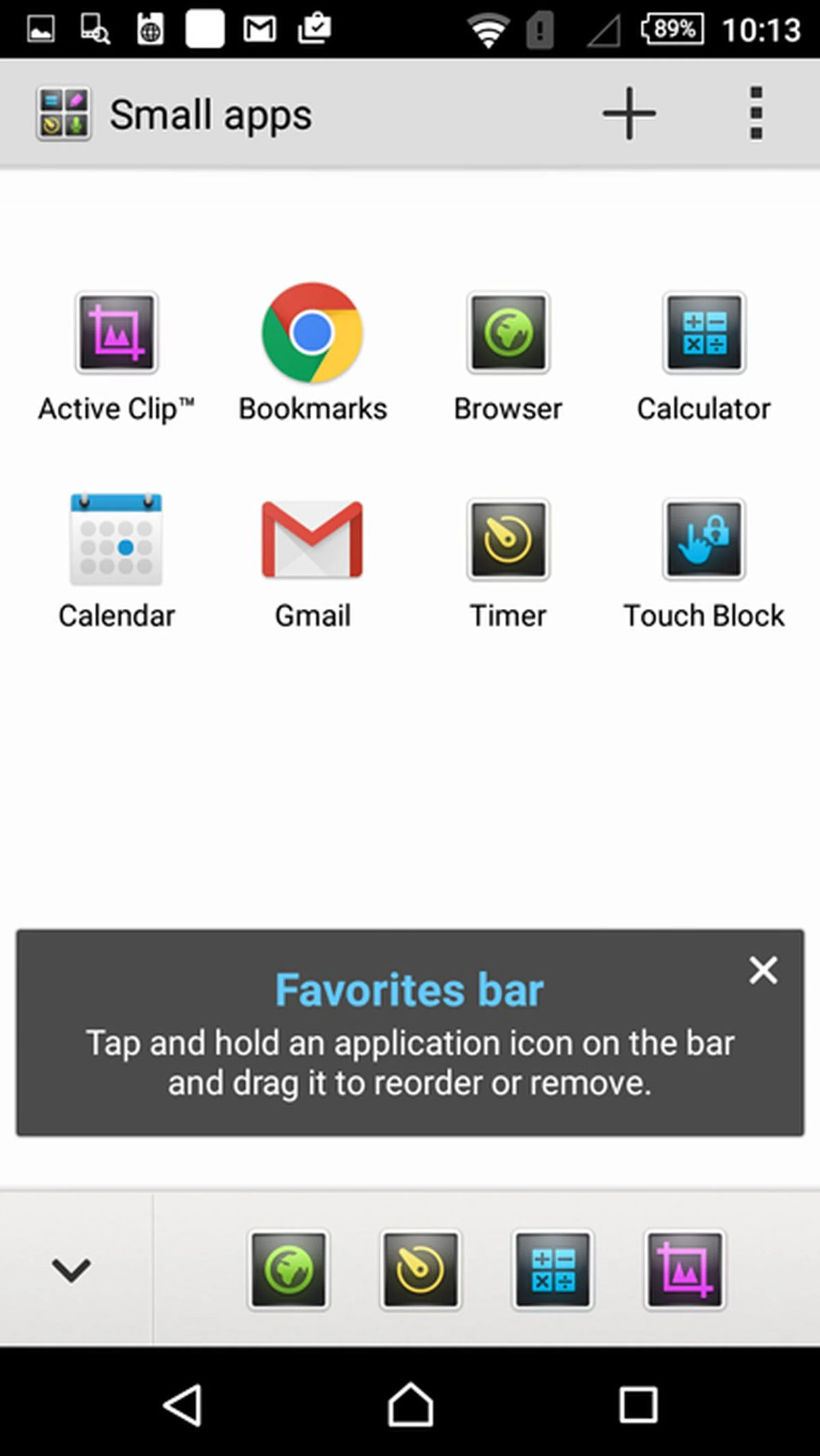You can access the Small apps from the task manager screen.