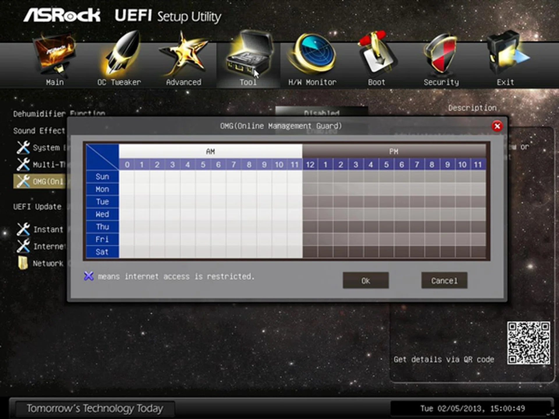 OMG allows the user to regulate access to the Internet.