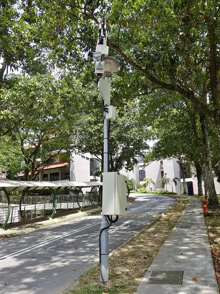 One of the 35 roadside units of the Smart Mobility Test Bed, which are installed campus-wide.