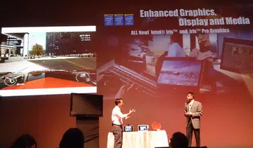 The new Intel Iris Graphics onboard the 4th generation processors perform up to two times better than previous generation onboard graphics, as was demonstrated to us at the event.