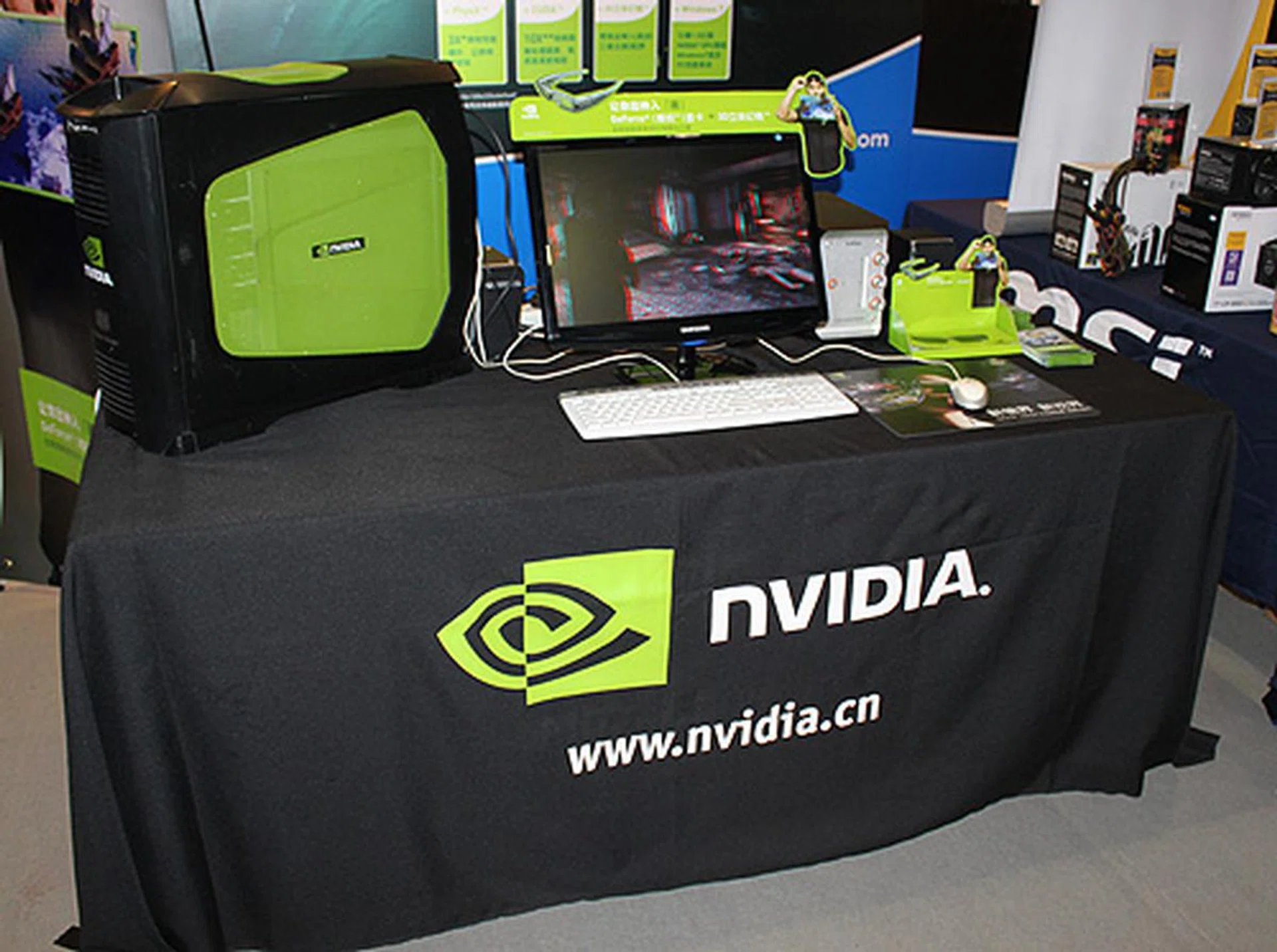 NVIDIA has a booth showcasing their GeForce 3D Vision set.