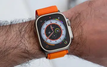 The new Apple Watch Ultra. Seen here with the new Alpine Loop band.