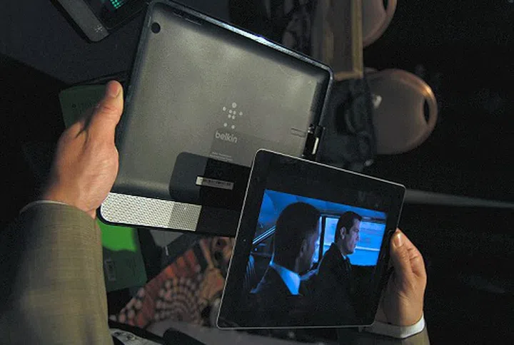 In this photo, you can see the Thunderstorm separated from the iPad and it can be detached or attached anytime during your audio/video playback and it will work seamlessly.