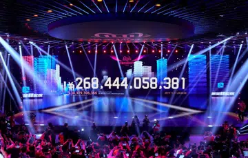 The screen shows the amount shoppers spent on Alibaba's online shopping platforms.(Image source: Reuters)