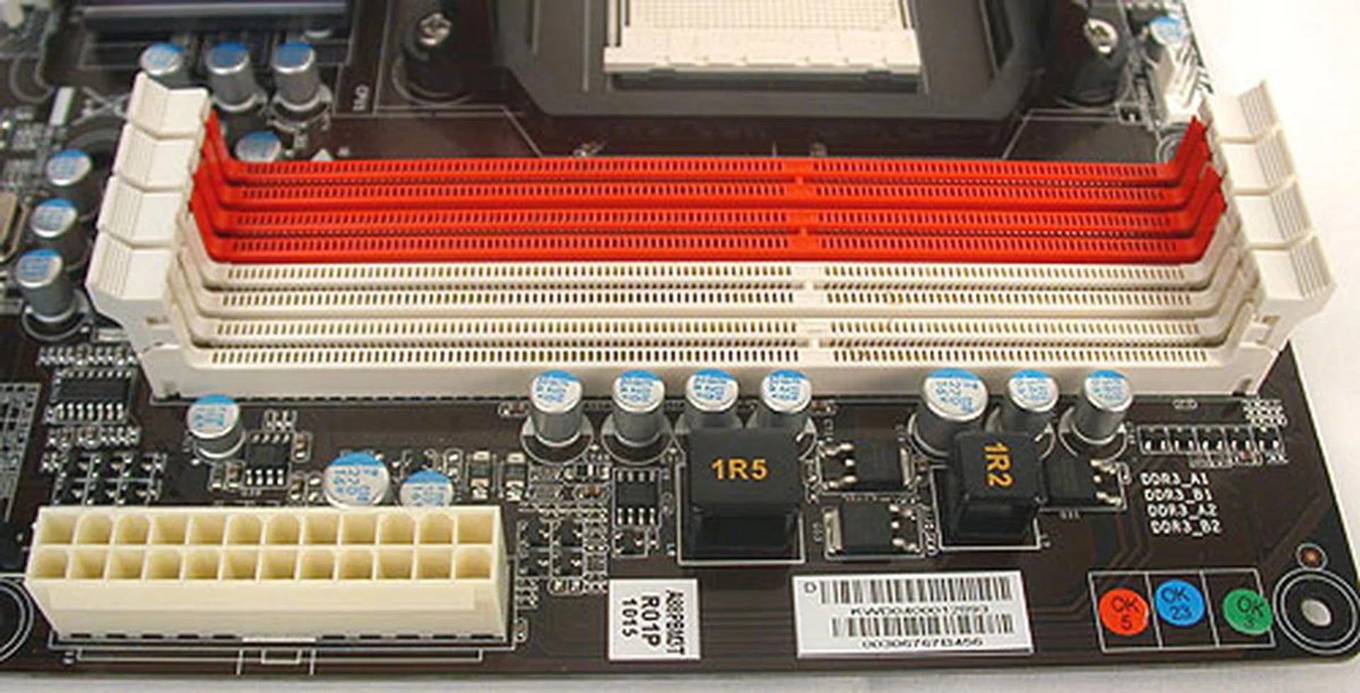 Four DIMM slots supporting up to DDR3-1600 - standard fare for most modern boards.