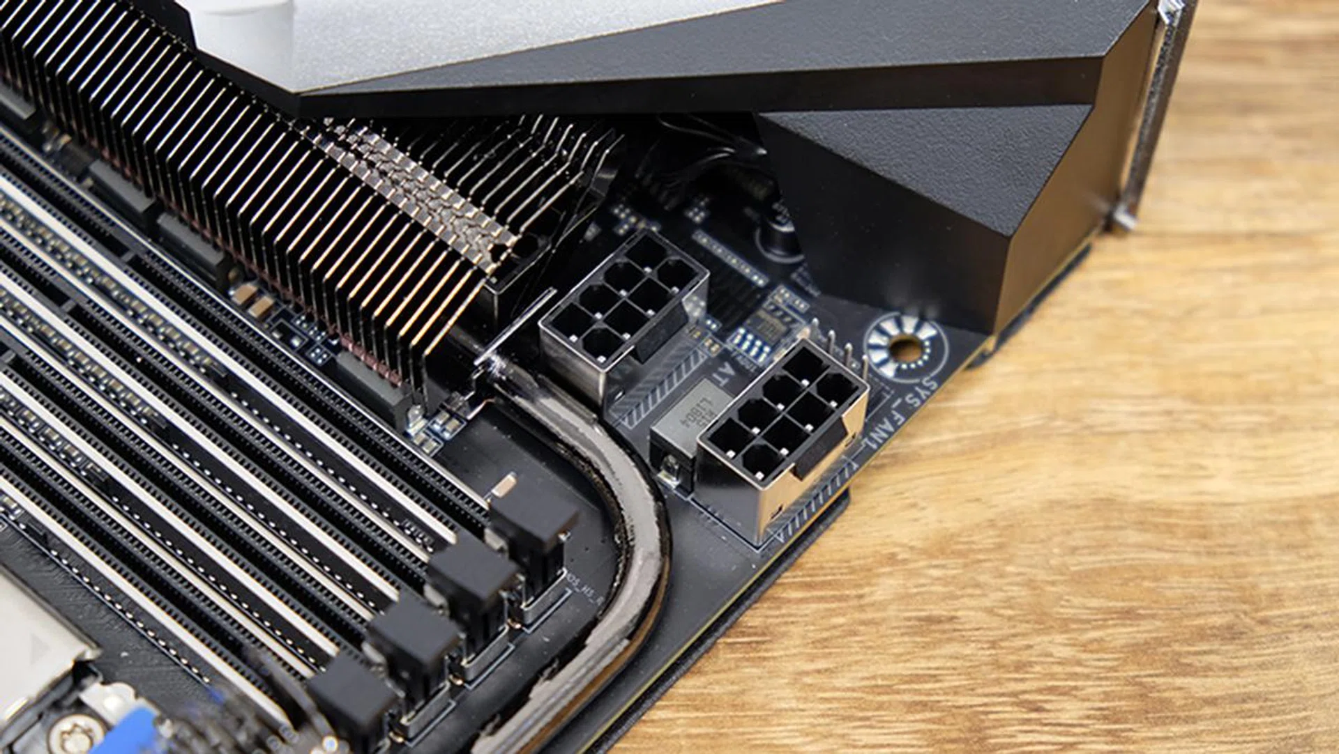The board has two 8-pin CPU power connectors.